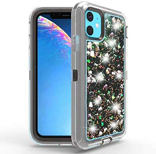iPhone 11 Case, Shockrpoof Glitter Liquid Case, Full-Body Protection Heavy Duty Case【2019 Release】 Black