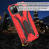 iPhone 11 Pro Max 6.5" Case,Dual Layers Armor Case, Heavy Duty Protective Shockproof Resistant Rugged Case with Built-in Kickstand (Red, for 6.5")