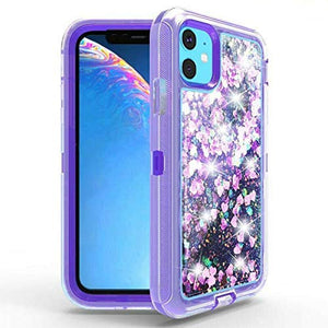 iPhone 11 Case, Shockrpoof Glitter Liquid Case, Full-Body Protection Heavy Duty Case【2019 Release】 Purple