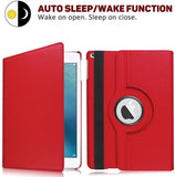 iPad 10.2/ iPad 7th gen 360 Rotating PU Leather Stand Case Hard Back Shell Cover (Red)