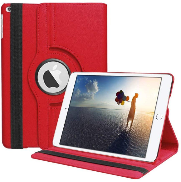 iPad 10.2/ iPad 7th gen 360 Rotating PU Leather Stand Case Hard Back Shell Cover (Red)
