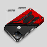 iPhone 11 6.1" (2019) Case,Dual Layers Armor Case, Heavy Duty Protective Shockproof Resistant Rugged Case with Built-in Kickstand (Red, for 6.1")
