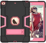 iPad 10.2" 2019/2020/2021 Heavy Duty Shockproof Hybrid Kickstand case - Black/Pink