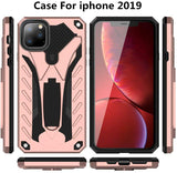 iPhone 11 Pro Max 6.5" Case,Dual Layers Armor Case, Heavy Duty Protective Shockproof Resistant Rugged Case with Built-in Kickstand (Rose Gold, for 6.5")