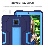 Hybrid Silicone Hard Back Rugged Shockproof Protection Case Armor Dual Structure Military Heavy Duty Rubber with Plastic Stand Cover for Samsung Tab A 8.0 2018 T387 / T387V (Navy-Blue)
