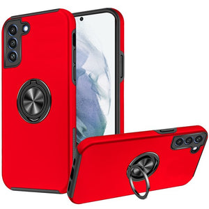 Samsung Galaxy S22 CHIEF Oil Painted Magnetic Ring Stand Hybrid Case Cover - Red