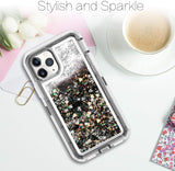 iPhone 11 Pro Case for Women Girls Glitter Cute Shockproof Protective Heavy Duty Clear Case with Sparkle Quicksand Hard Bumper Soft TPU Cover for iPhone 11 Pro,5.8 Inches,Black