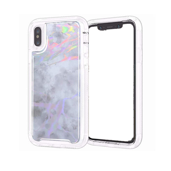 iPhone Xs Max Case, Lisuixi Shiny [Marble Design] TPU Soft Bumper Rubber Silicone Protective Case Luxury Laser Air Cushion [Full-Body Shockproof] Anti-Scratch Cover for Apple iPhone Xs Max 6.5