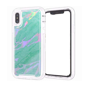 iPhone Xs Max Case, Lisuixi Shiny [Marble Design] TPU Soft Bumper Rubber Silicone Protective Case Luxury Laser Air Cushion [Full-Body Shockproof] Anti-Scratch Cover for Apple iPhone Xs Max 6.5" Green