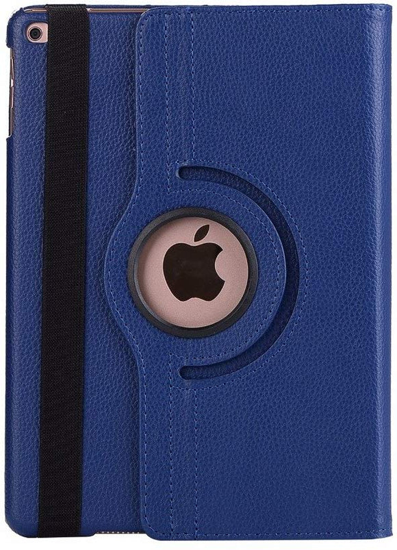 iPad 10.2/ iPad 7th gen 360 Rotating PU Leather Stand Case Hard Back Shell Cover (Navy Blue)