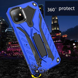 iPhone 11 6.1" (2019) Case,Dual Layers Armor Case, Heavy Duty Protective Shockproof Resistant Rugged Case with Built-in Kickstand (Blue, for 6.1")
