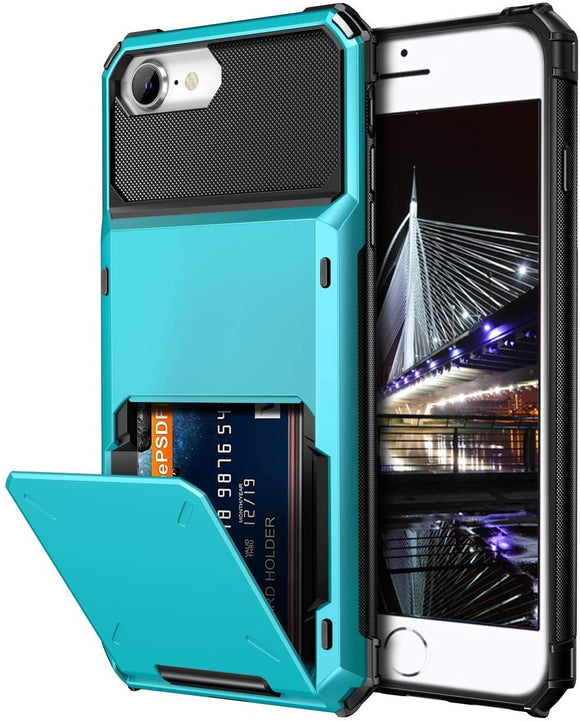 iPhone 7/8 SE (2021) Credit Card Hyrbid case -Blue