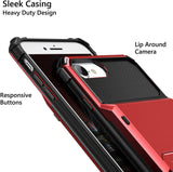 iPhone 7/8 Credit Card Hyrbid case -Red