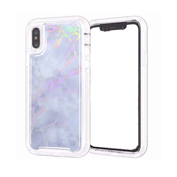iPhone Xs Max Case, Lisuixi Shiny [Marble Design] TPU Soft Bumper Rubber Silicone Protective Case Luxury Laser Air Cushion [Full-Body Shockproof] Anti-Scratch Cover for Apple iPhone Xs Max 6.5
