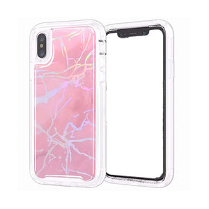 iPhone Xs Max Case, Lisuixi Shiny [Marble Design] TPU Soft Bumper Rubber Silicone Protective Case Luxury Laser Air Cushion [Full-Body Shockproof] Anti-Scratch Cover for Apple iPhone Xs Max 6.5" Rose