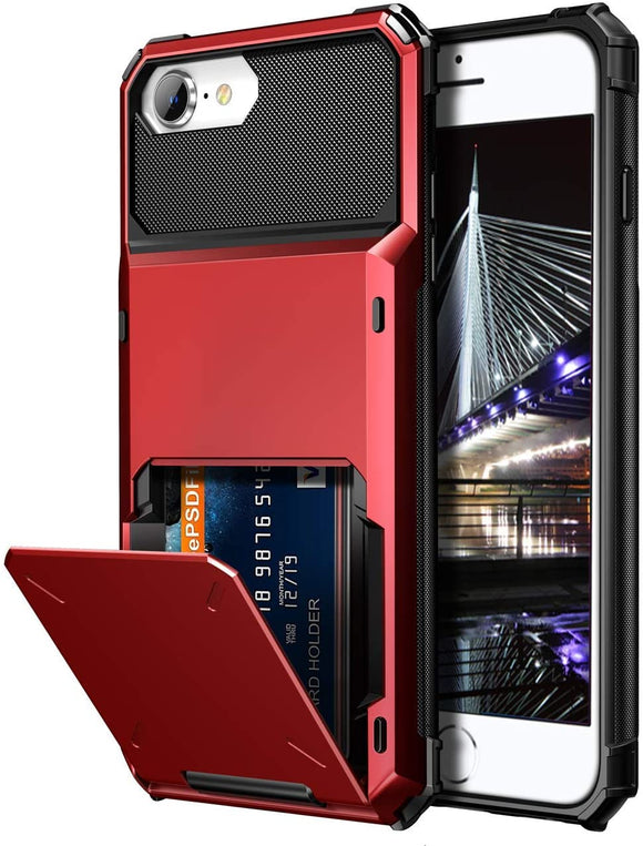 iPhone 7/8 Credit Card Hyrbid case -Red