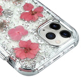 iPhone 11 Silver Flake & Pink Flower infused case