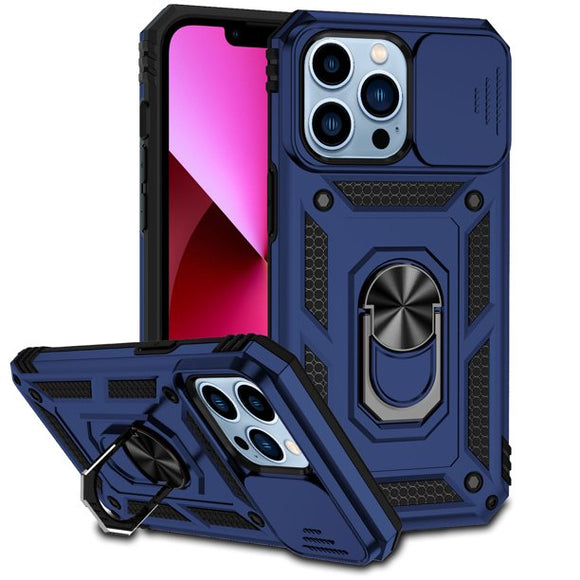 For Apple iPhone 11 (XI6.1) Well Protective Magentic Ring Stand Camera Protective Cover Case - Blue
