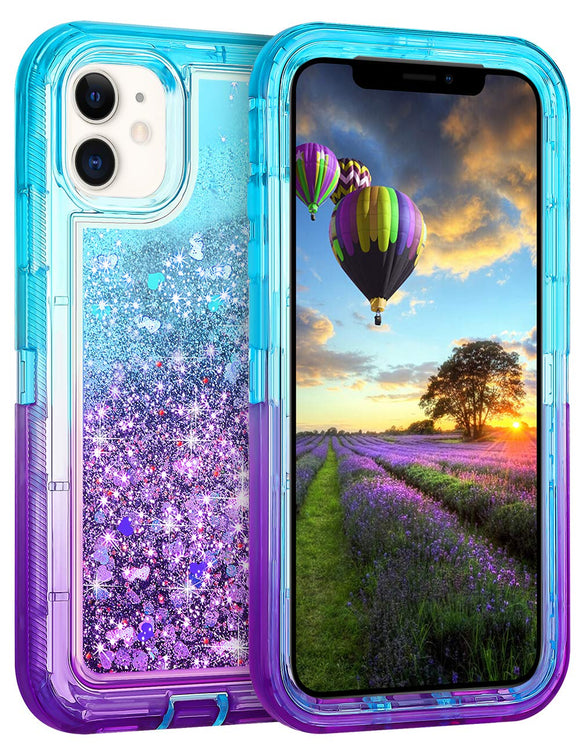 Phone case Glitter iPhone 11 (Aqua Purple)