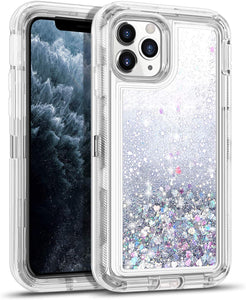 iPhone 11 Pro Case for Women Girls Glitter Cute Shockproof Protective Heavy Duty Clear Case with Sparkle Quicksand Hard Bumper Soft TPU Cover for iPhone 11 Pro,5.8 Inches,Silver