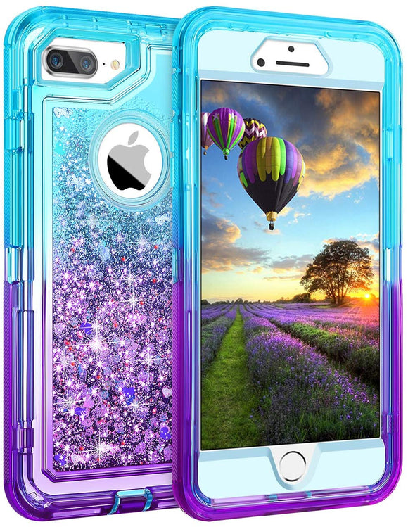 Phone Case Glitter iPhone 7/8 Plus Case - Aqua Purple