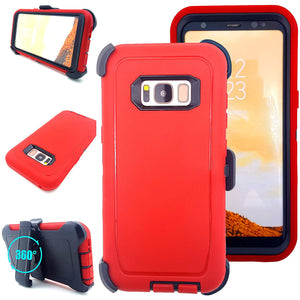Galaxy S8 case,Vodico Heavy Duty High Impact Scratch Resistant Hard Plastic+Soft Silicon Rubber Tough Armor Defender Protective Case Cover with Belt Clip Holster for Smasung Galaxy S8 (Red Black)