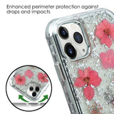iPhone 11 Silver Flake & Pink Flower infused case