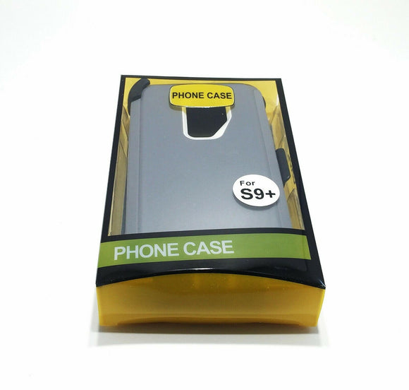 Phone case Samsung Galaxy S9+ Plus Case (Belt Clip Fits Otterbox Defender)-  Grey/White