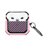 AirPods Pro Carbon Fiber Design Hybrid With Metal Hook Case Cover - Light Pink