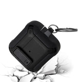 For Airpods Pro Switch Closure Premium Ultra ShockProof Hybrid With Metal Hook Case Cover - Black+Black