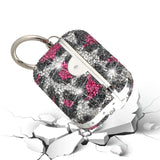For AirPods 3 Leopard Design Bling Glitter Diamond Case Cover - Hot Pink