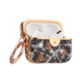 For AirPods 1/2 Leopard Design Bling Glitter Diamond Case Cover - Rose Gold