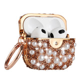 For AirPods 1/2 Pearl Diamond Glitter Hybrid Case Cover - Rose Gold