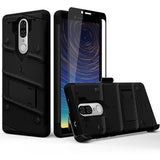 FOR COOLPAD LEGACY - BOLT CASE WITH BUILT IN KICKSTAND HOLSTER AND FULL GLASS SCREEN PROTECTOR- BLACK & BLACK