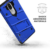 FOR COOLPAD LEGACY - BOLT CASE WITH BUILT IN KICKSTAND HOLSTER AND FULL GLASS SCREEN PROTECTOR- BLUE & BLACK