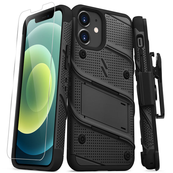 ZIZO BOLT SERIES IPHONE 12 MINI CASE WITH TEMPERED GLASS - BLACK