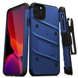 ZIZO BOLT IPHONE 11 PRO (2019) CASE - BUILT-IN KICKSTAND BELT HOLSTER TEMPERED GLASS SCREEN PROTECTOR-Blue/black