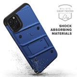 ZIZO BOLT IPHONE 11 PRO (2019) CASE - BUILT-IN KICKSTAND BELT HOLSTER TEMPERED GLASS SCREEN PROTECTOR-Blue/black