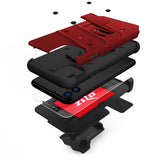 ZIZO BOLT SERIES IPHONE 11 (2019) CASE - BUILT-IN KICKSTAND BELT HOLSTER TEMPERED GLASS SCREEN PROTECTOR-Red/Black