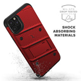 ZIZO BOLT IPHONE 11 PRO MAX (2019) CASE - BUILT-IN KICKSTAND BELT HOLSTER TEMPERED GLASS SCREEN PROTECTOR - Red / Black