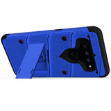 FOR LG V50 THINQ 5G - BOLT CASE WITH BUILT IN KICKSTAND AND HOLSTER BELT CLIP-BLUE & BLACK