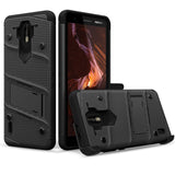 NOKIA 3.1 C - BOLT CASE WITH BUILT IN KICKSTAND HOLSTER AND FULL GLASS SCREEN PROTECTOR - BLACK