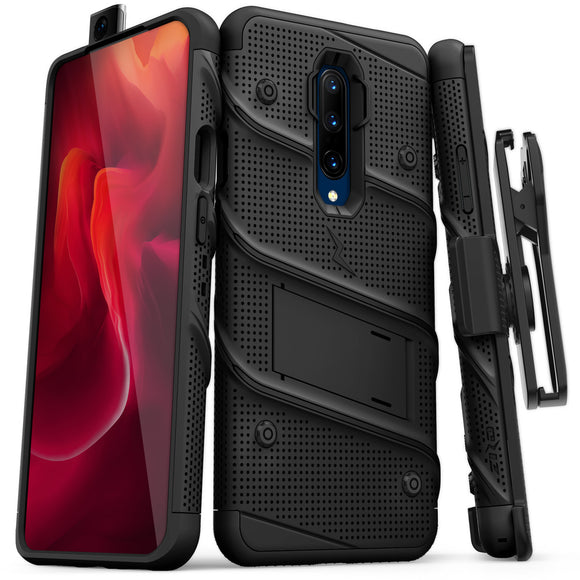 FOR ONEPLUS 7 PRO - BOLT CASE WITH BUILT IN KICKSTAND AND HOLSTER BELT CLIP