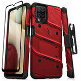 ZIZO BOLT SERIES SAMSUNG GALAXY A12 CASE WITH TEMPERED GLASS - RED & BLACK