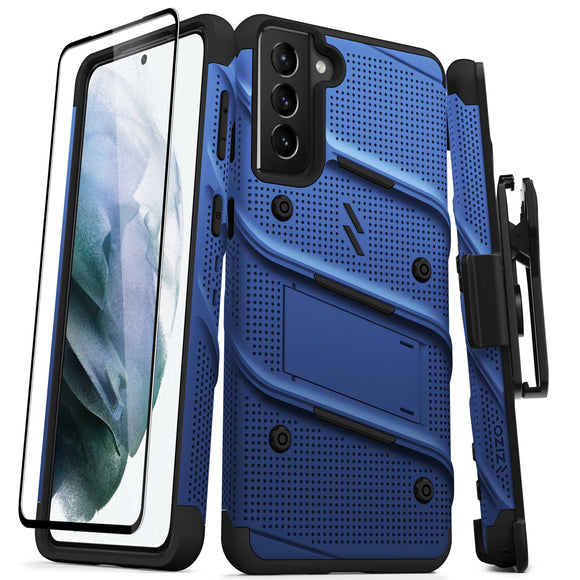 ZIZO BOLT SERIES GALAXY S21+ 5G CASE WITH TEMPERED GLASS - BLUE & BLACK