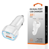 36W PD DUAL PORT CAR CHARGER - WHITE