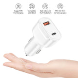 PD Dual Ports Car Charger Adapter Fast Charging with Type-C to Lightning Cable