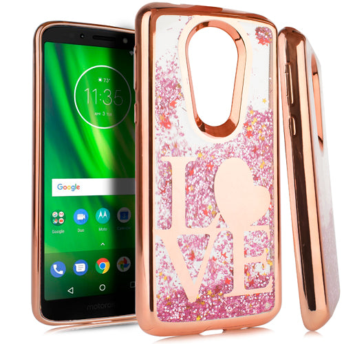 Motorola Moto E5 Plus CHROME Glitter Motion Love ROSE GOLD