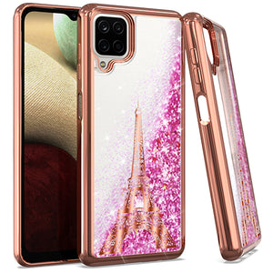 Samsung A12 CHROME Glitter Motion Paris Tower ROSE GOLD