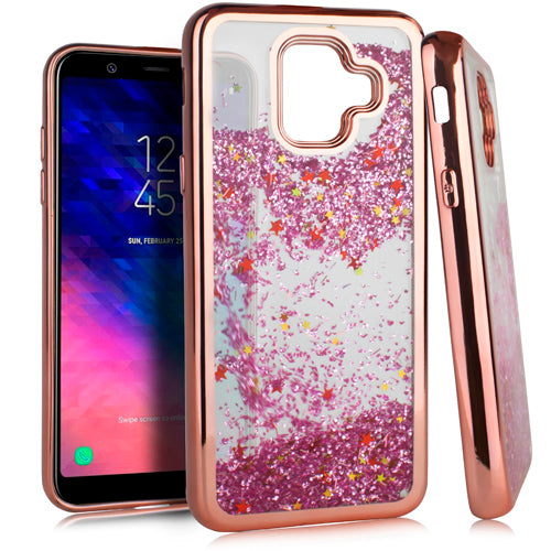 Samsung A6 CHROME Glitter Motion Case Rose Gold